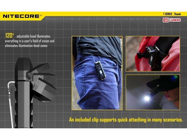 Nitecore Thumb 85 Lumens USB Rechargeable White & Red LED Keychain Light - Tiltable Work Light with Clip and a LumenTac USB Charging Cable