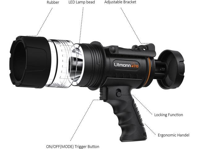 Outdoor Portable Mini Handheld LED Outdoor Spotlight up to 350 Lumens Flashlight IP67 Water Proof Marine Spot Lights for Boat, Hiking, Farm,...