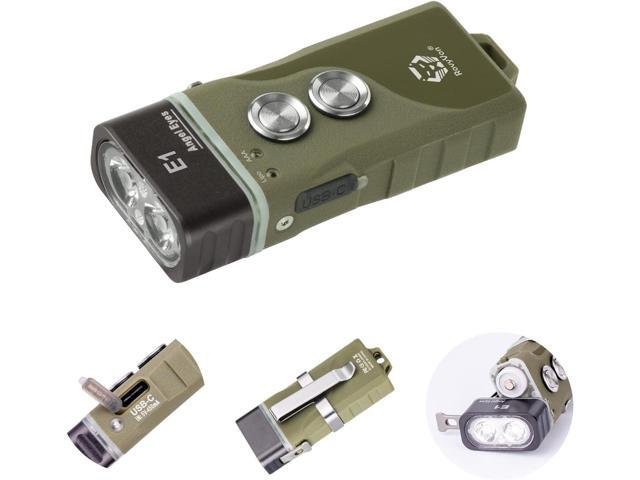 RovyVon E1 Hybrid Battery EDC Flashlight, Max 700 Lumen with Dual LED 6500K Cool White, Pocket Size USB-C Rechargeable Keychain Flashlight, Dual.