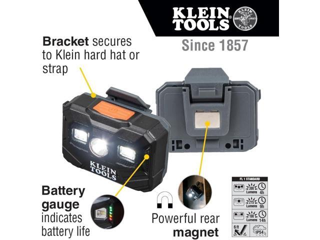 Klein Tools 56062 Rechargeable LED Headlamp / Worklight for Klein Hardhats, 300 Lumens, All-Day Runtime, 3 Modes, for Work and Outdoors