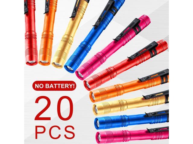 Hortsun 20 Pcs Mini Pen Light Flashlights Pocket Flashlights Pen with Clip Small LED Handheld Slim Torches for Christmas Gift Without Battery (Red,...