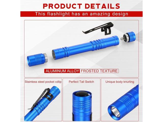 Hortsun 20 Pcs Mini Pen Light Flashlights Pocket Flashlights Pen with Clip Small LED Handheld Slim Torches for Christmas Gift Without Battery (Red,...