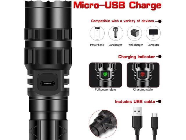 ULTRAFIRE High Lumens Rechargeable Flashlight with Holster, UFB26 and Car Charger Included -1000 Lumens, 5modes, IPX 65 Water-Resistant LED Torch...
