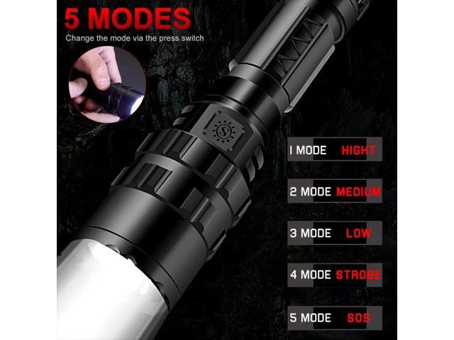 ULTRAFIRE High Lumens Rechargeable Flashlight with Holster, UFB26 and Car Charger Included -1000 Lumens, 5modes, IPX 65 Water-Resistant LED Torch...