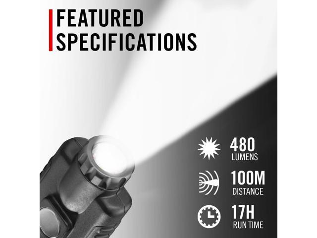 COAST HX500 480 Lumen Alkaline Dual Power LED Utility Light with Twist Focus, KASK Mount, Magnetic