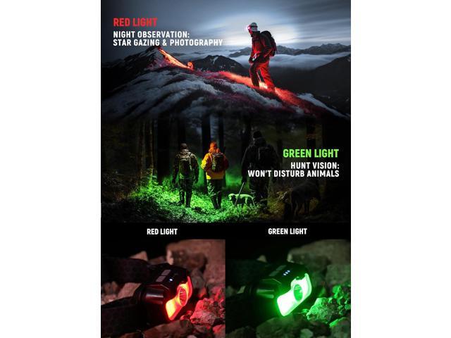 Headlamp Rechargeable, 1300 Lumen Ultra-Light Bright Head Lamp with White Red Green, 14 Modes Adjustable Waterproof Motion Sensor Headlight for...