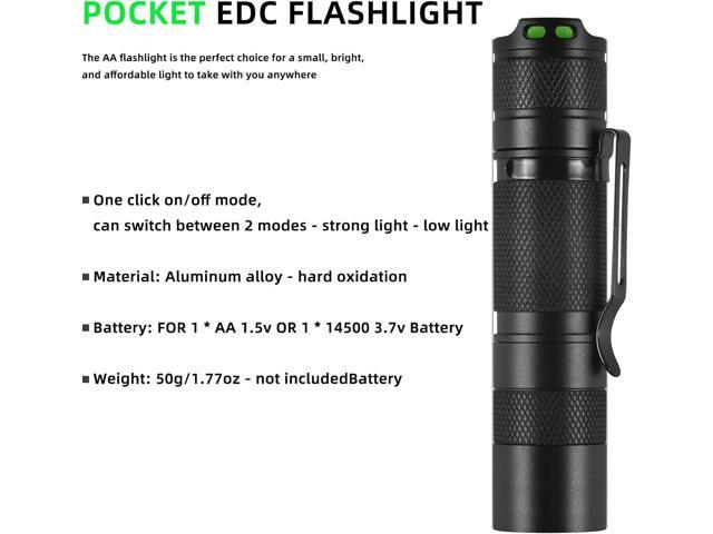 Mini AA Pen Portable LED Light, Super Bright, Waterproof Keychain Torch, Clip-on Light, Powered by AA or 14500 Batteries