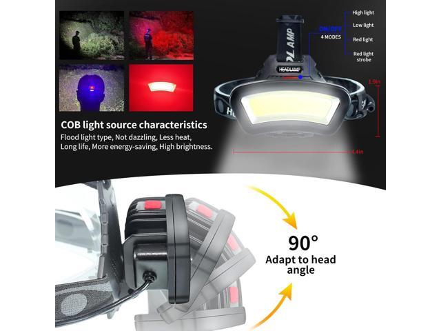 Headlamp LED Headlight Rechargeable 22000 High Lumen USB Head Light, Head Lamp COB Floodlight with Red Light for Adults - Night Fishing,...