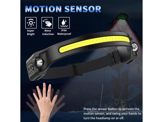 Headlamp Rechargeable 5Pack, 230° Wide Beam Head Lamp with 2 Spotlights, LED Headlamp with Motion Sensor, 5Mode Rechargeable Headlamp, Head Lights...