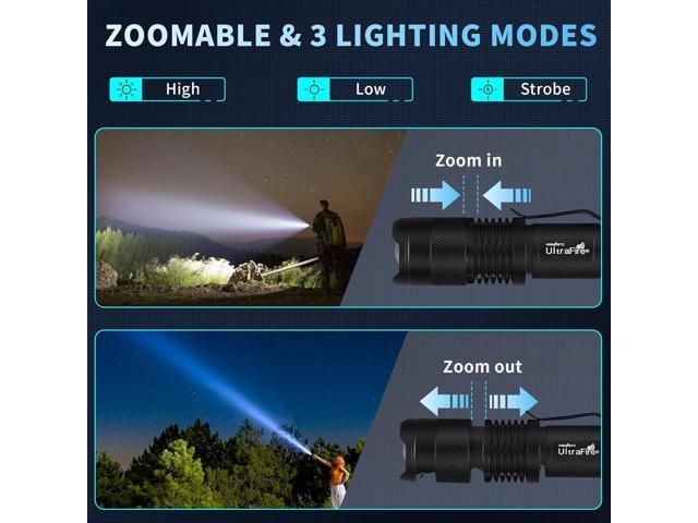ULTRAFIRE 5 Pack SK68 Tactical and Small Flashlights,7w 3-Mode Pocket Torch Adjustable Focus Zoom Light Lamp
