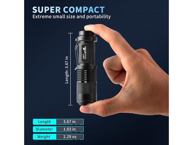 ULTRAFIRE 5 Pack SK68 Tactical and Small Flashlights,7w 3-Mode Pocket Torch Adjustable Focus Zoom Light Lamp