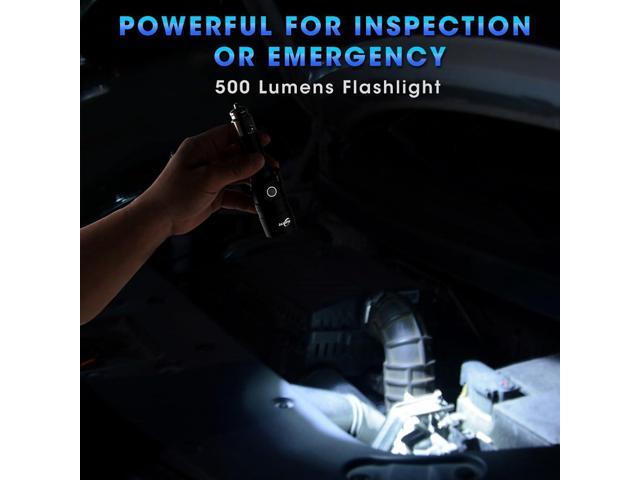 Small Safety Wand Flashlight for Traffic,Car,Emergency Cigarette Lighter & USB C Rechargeable Torch with Seat Belt Cutter