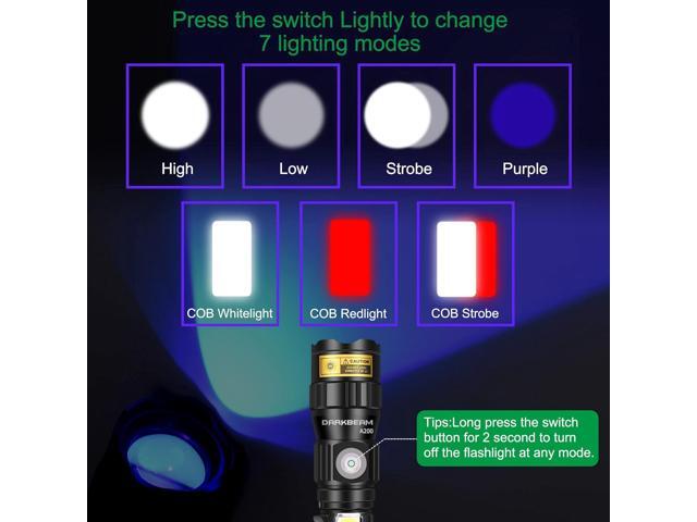 DARKBEAM UV 365nm Flashlights USB Rechargeable LED 3 in 1 Blacklight, Ultraviolet Wood's Lamp, Anti-Counterfeit/Fluorescer Detection, Detector for...