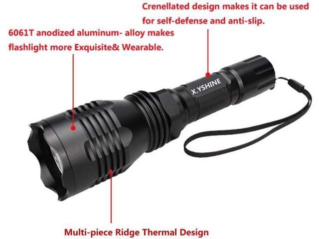 LED Hunting Flashlight, HS-802 250 Yards Cree Coyote Hog Red Light Flashlight with Remote Tactical & Pressure Switch+ Barrel Mount+ Battery(not...