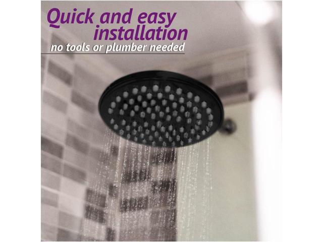 Rainfall Shower Head High-Pressure Luxury with Water Saver - 9-Inch Extra-Large Head - Easy, Tool-Free Installation - Matte Black Finish