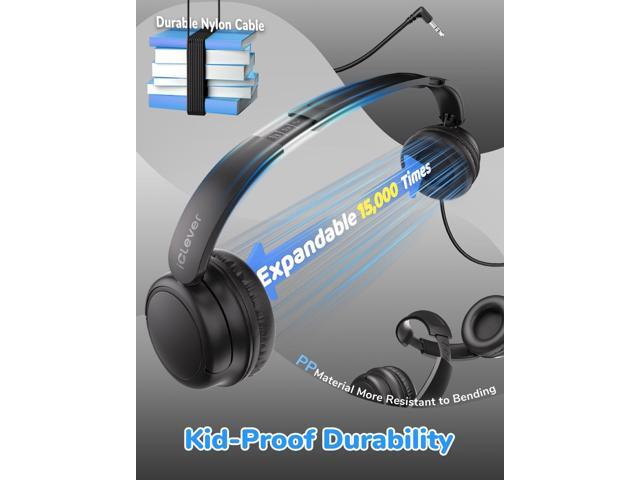 iClever Kids Wired Headphones for School Students K-12 & Teachers, Durable PP Material, Tangle Free, Kids Headphones with Cord Multiple Folding...