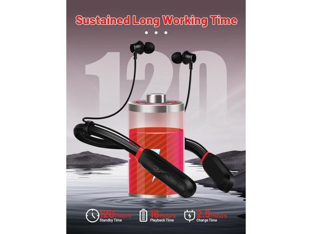 Neckband Bluetooth Headphones, 120H Long Playtime Wireless Stereo Neckband Earbuds with Microphone, Waterproof Around The Neck Headphones in Ear...