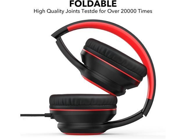 A8 Wired Over-Ear Headphones with Microphone, Lightweight Folding Portable Headphones with 1.5M No-Tangle Cord, 3.5mm Plug in Headphones for...