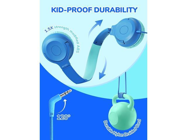 iClever Kids Headphones for School K-12, 85dBA Safe Volume, Tangle Free, 3.5mm Jack, HD Stereo, Swivel Foldable Kids Headphones with Cord for...
