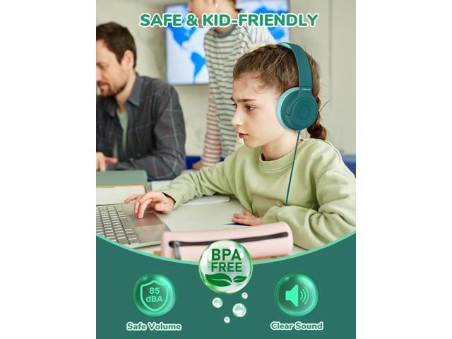 iClever Kids Headphones for School K-12, 85dBA Safe Volume, Tangle Free, 3.5mm Jack, HD Stereo, Swivel Foldable Kids Headphones with Cord for...