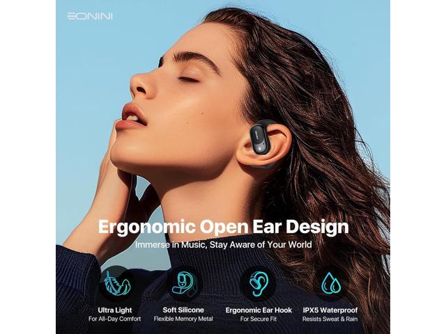 Open Ear Bluetooth 5.3 Headphones with HiFi Sound, ENC Noise-Canceling Calls, Comfortable Ear Hooks, 40H Battery, IPX5 Waterproof Wireless Earbuds...