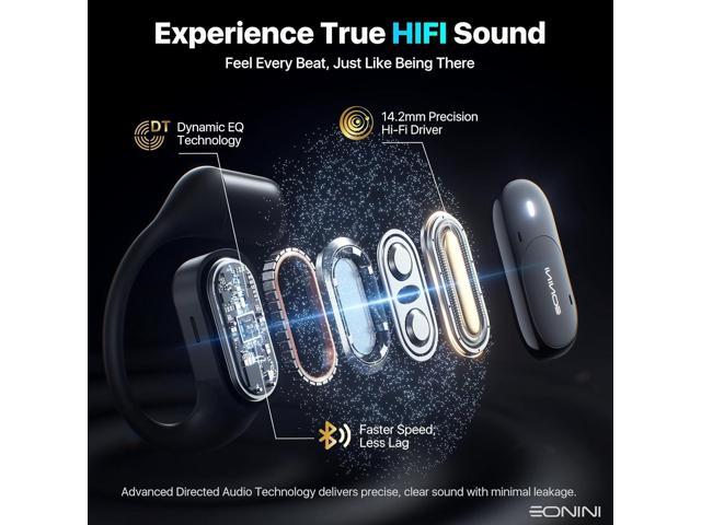 Open Ear Bluetooth 5.3 Headphones with HiFi Sound, ENC Noise-Canceling Calls, Comfortable Ear Hooks, 40H Battery, IPX5 Waterproof Wireless Earbuds...