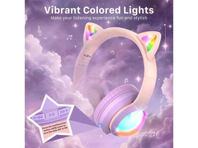 FosPower Kids Bluetooth 5.2 Headphones with LED Cat Ears (85/94dB Volume Limit & 100H Play Time) Foldable Wireless/Wired Headset with 3.5mm Cable...