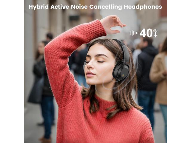 Riibox Y7Pro Hybrid Active Noise Canceling Headphones, 80 Hours Playtime,Hi-Res Audio Wireless Over-Ear Bluetooth Headphones for Home Travel Office...