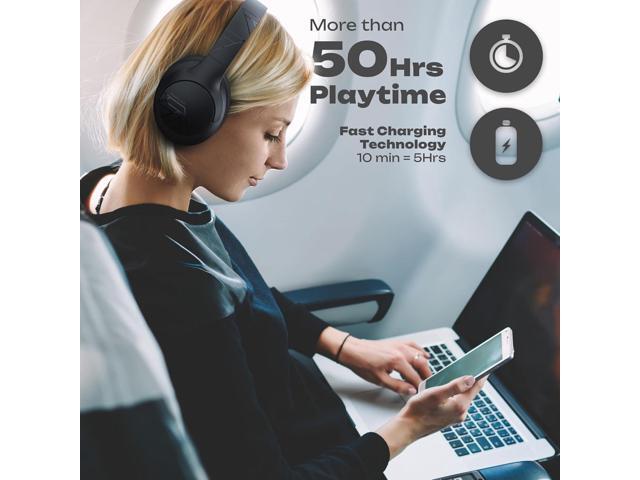 PowerLocus Bluetooth Headphones Over Ear, 50H Playtime with 4 EQ Modes Wireless Headphones with Microphone, HiFi Stereo Deep Bass, Soft Ear Cups,...