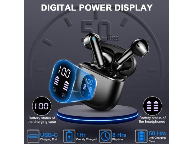 Wireless Earbuds, Bluetooth 5.3 Headphones Bass Stereo, 50H Playback Ear Buds ENC Noise Cancelling Mics, in Ear Earphones with mini Case, IP7...