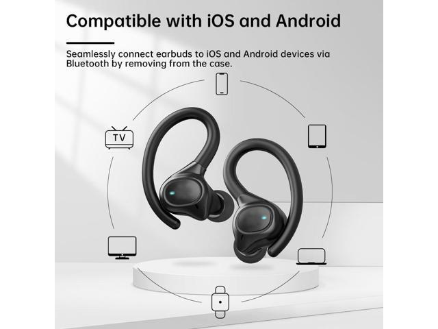 APEKX True Wireless Earbuds - Secure Fit Earhooks for Small Ear, Bluetooth Headphones for iPhone, IPX7 Waterproof, 40H Playtime, Ideal for Sports...