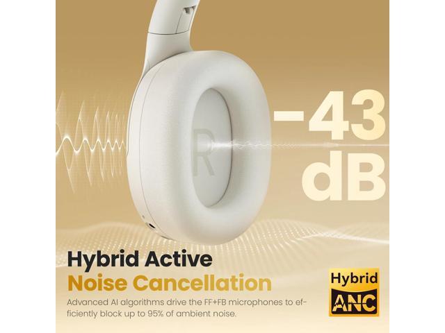 HAYLOU S30 Hybrid Active Noise Cancelling Headphones - Over Ear Bluetooth Headphones with ENC Microphone, 80 Hours Playtime, Foldable Design,...
