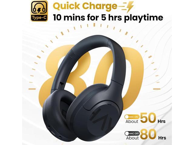 HAYLOU S30 Hybrid Active Noise Cancelling Headphones - Over Ear Bluetooth Headphones with ENC Microphone, 80 Hours Playtime, Foldable Design,...