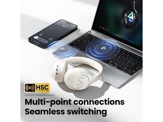HAYLOU S30 Hybrid Active Noise Cancelling Headphones - Over Ear Bluetooth Headphones with ENC Microphone, 80 Hours Playtime, Foldable Design,...