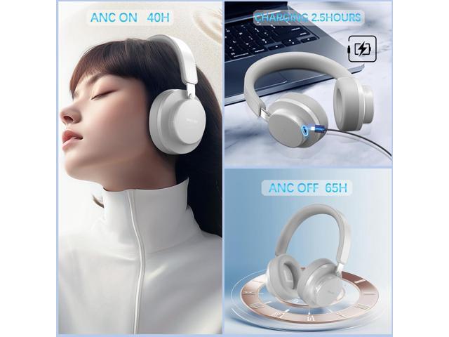 Noise Cancelling Headphones Wireless Bluetooth, Over Ear Headphones Bluetooth with Microphone, Cancelling Wireless Headphones Over Ear, 65h...