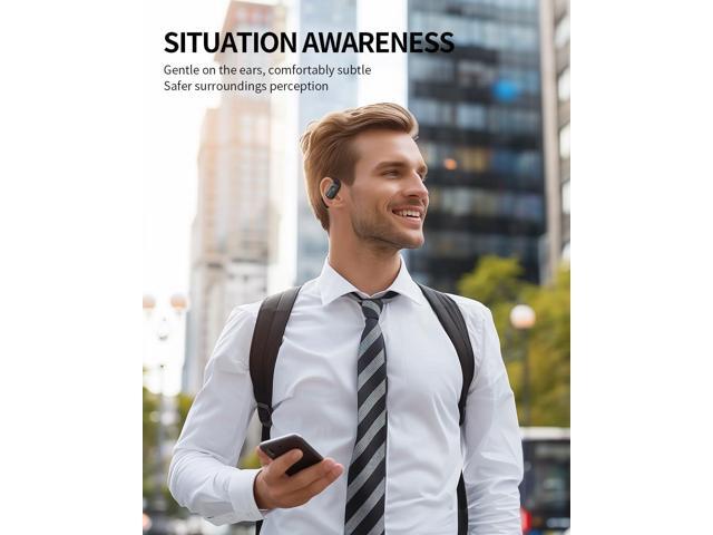 Open Ear Headphones Wireless Bluetooth with 4-Mic, 30H Playtime Open Ear Earbuds, IPX5 Sweat Resistant Open Ear Buds with Earhooks, Deep Bass Open...