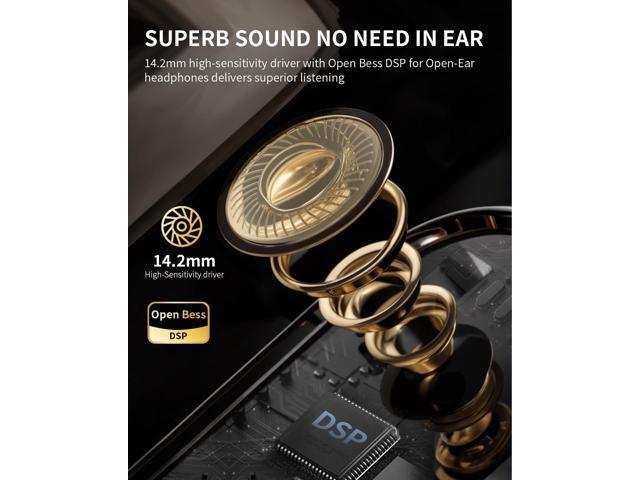 Open Ear Headphones Wireless Bluetooth with 4-Mic, 30H Playtime Open Ear Earbuds, IPX5 Sweat Resistant Open Ear Buds with Earhooks, Deep Bass Open...