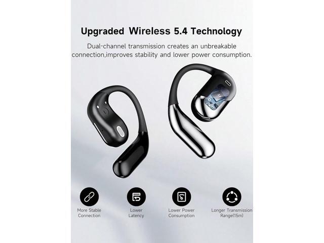 Open Ear Bluetooth 5.4 Headphones, Wireless Earbuds Sport Over Earphones Built-in Mic with Ear Hooks 50H Playtime Ear Buds LED Display Charging...