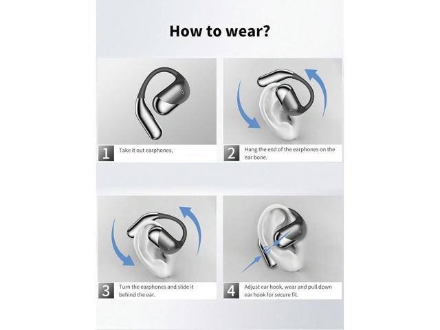 Open Ear Bluetooth 5.4 Headphones, Wireless Earbuds Sport Over Earphones Built-in Mic with Ear Hooks 50H Playtime Ear Buds LED Display Charging...