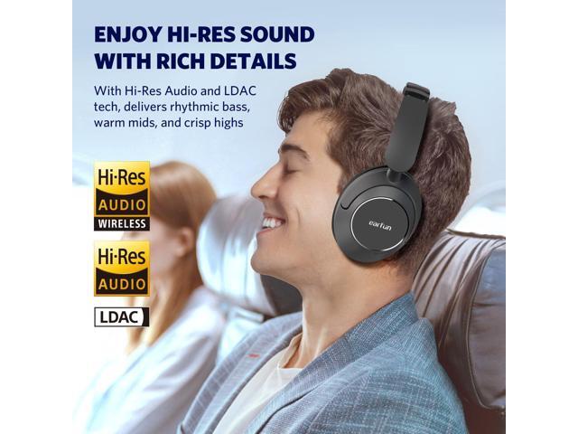 EarFun Wave Pro Active Noise Canceling Headphones, Wireless Over Ear Bluetooth Headphones, LDAC Hi-Res Sound, 5 Mics AI Clear Call, 80H Playtime,...