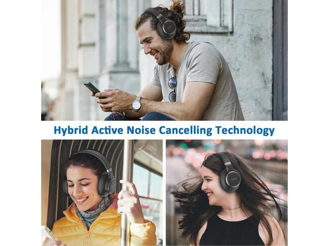 KVIDIO Active Noise Cancelling Headphones, 70 Hours Playtime Bluetooth Headphones Wireless with Microphone, Transparency Mode, Deep Bass and Hi-Fi...
