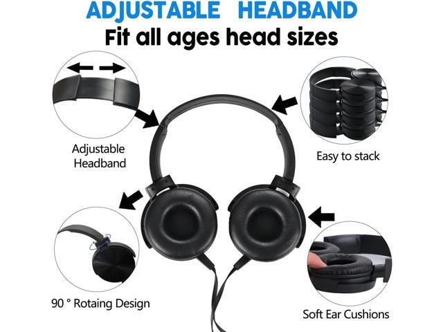 Bulk Headphones for Classroom 24 Pack Durable Wired School Headphones for Kids,Students,Children Toddler Teen Boys Girls and Adult(Black)