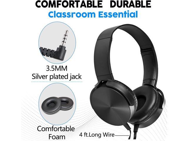 Bulk Headphones for Classroom 24 Pack Durable Wired School Headphones for Kids,Students,Children Toddler Teen Boys Girls and Adult(Black)