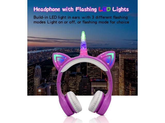 Unicorn Kids Headphones, Unicorn Bluetooth Headphones Foldable for Girls Boys Toddlers Tablet School Travel,Light Up Kids Wireless Headphone...