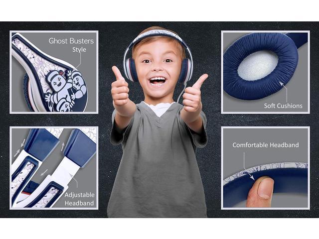 eKids Ghostbusters Kids Headphones, Adjustable Headband, Stereo Sound, 3.5Mm Jack, Wired Headphones for Kids, Tangle-Free, Volume Control, for Fans...