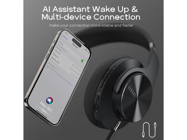 DOQAUS Bluetooth Headphones Over Ear, 90 Hours Playtime Wireless Headphone with 3 EQ Modes, Noise Isolating HiFi Stereo with Deep Bass, Microphone,...