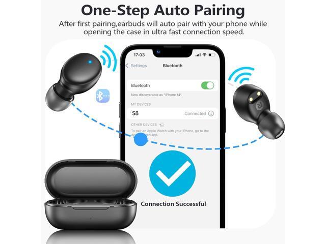 MOZOTER S8 Mini Wireless Earbuds Bluetooth 5.3 in Ear Light-Weight Headphones,60Hrs Playtime Ear Buds with Charging Case,Smart Ring,Fitness Tracker...