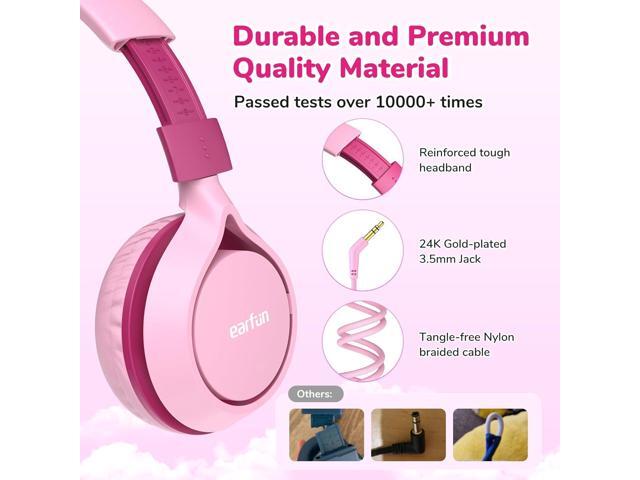 EarFun S1 Kids Headphones, Foldable Wired Headphones for Kids, 85dB Volume Limit, Stereo Sound, Adjustable Headband, Portable Lightweight On-Ear...
