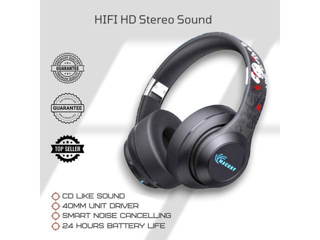 Bluetooth Headphone, Over Ear, Foldable, Adjustable. Glowing Led Light, Noise Cancelling, HiFi Sound Quality (Black)