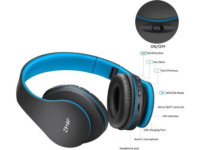ZIHNIC Bluetooth Headphones, Foldable Wireless and Wired Stereo Headset Micro SD/TF, FM for Cell Phone,PC,Soft Earmuffs &Light Weight for Prolonged...